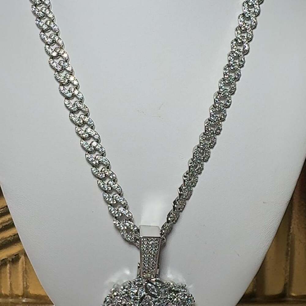 Iced Jesus Face Pendant Necklace 019 F - Picture 7 of 8